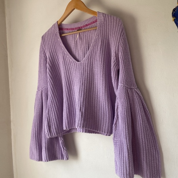 Free People S Damsel Bell Sleeve Knit Sweater - Picture 6 of 13